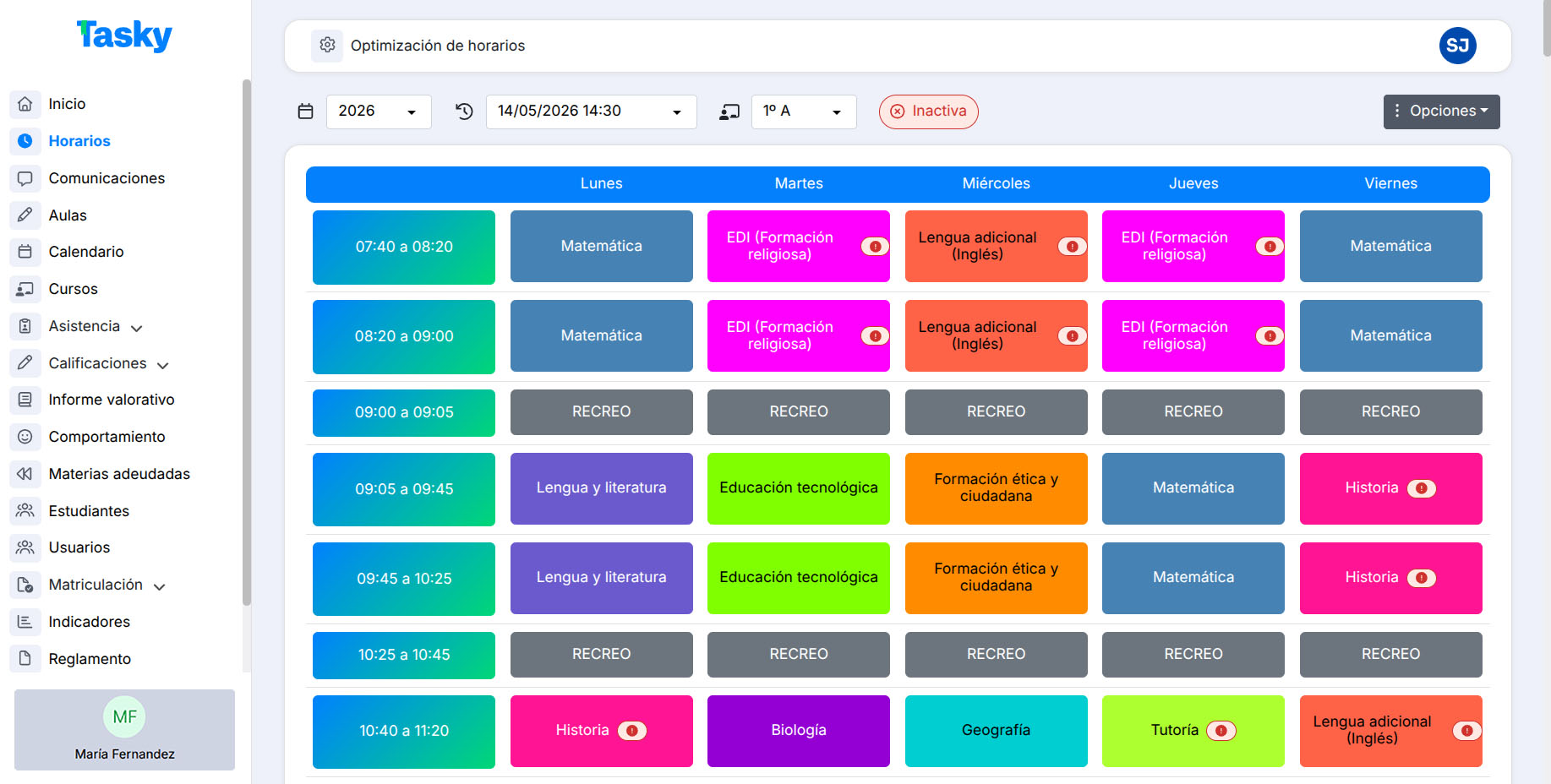 Planificación de horarios