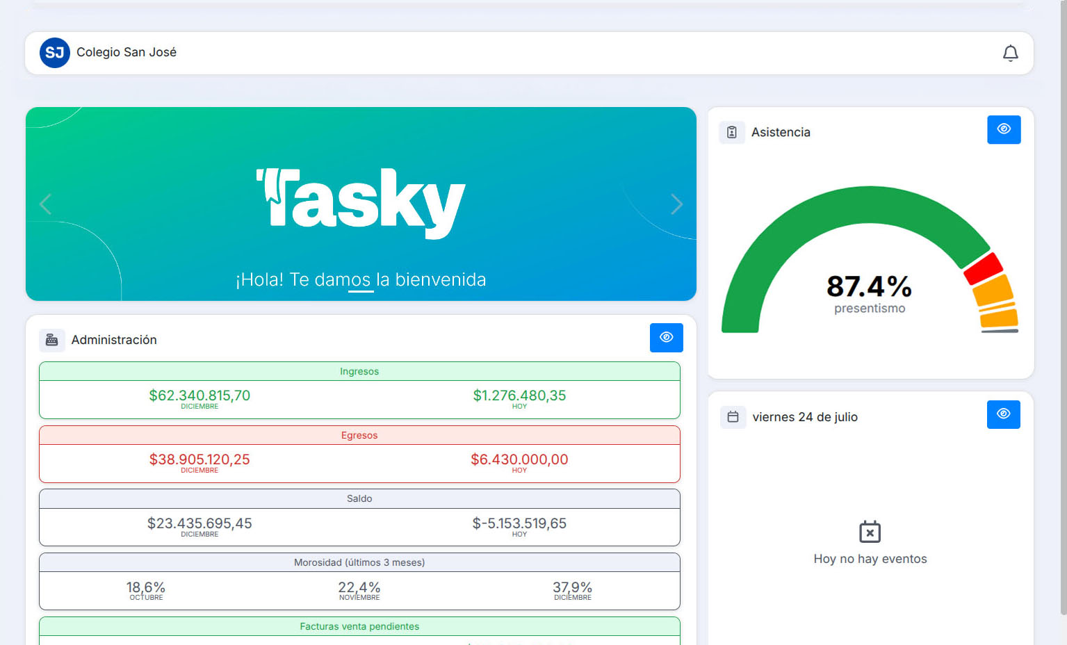 Pagos y Contabilidad en Tasky